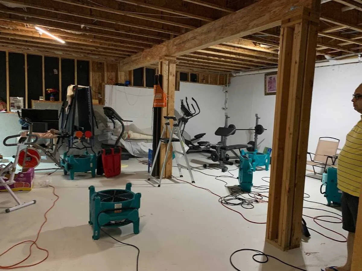 Basement drying equipment setup for Contents Cleaning & Restoration in Washington